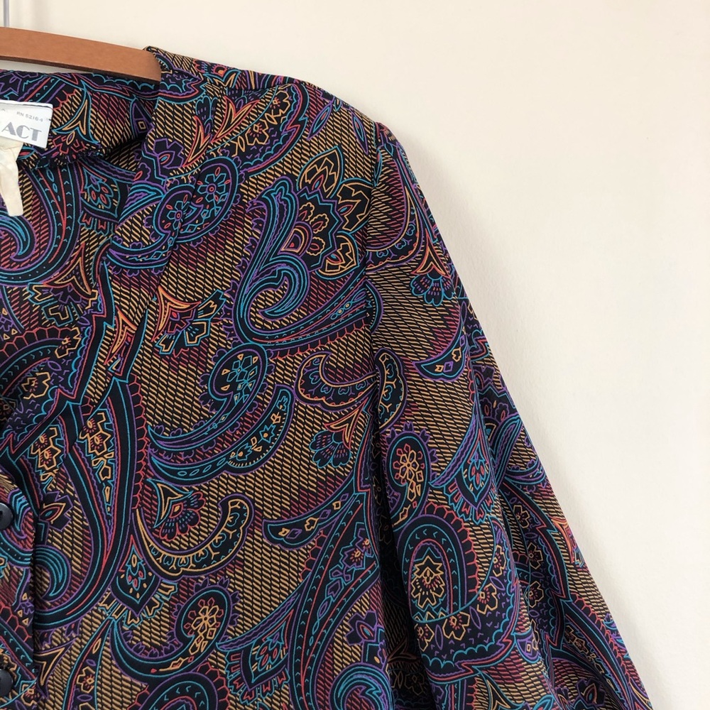 vintage sheer‎ black floral bomber jacket cropped blouse 90s y2k grunge hippie - Picture 11 of 11